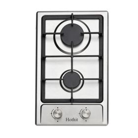 AHT12IN10S Hothit 2 Burner Propane Gas Cooktop, 12" Inch LPG/NG Dual Fuel Built-in Gas Stove Top, Stainless Steel Electronic Ignition Gas Hob for Apar