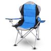 Foldable Camping Chair Heavy Duty Steel Lawn Chair Padded Seat Arm Back Beach Chair 330LBS Max Load with Cup Holder Carry Bag