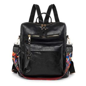 New Women Backpacks High Quality Leather Backpack Fashion School Bags Ladies Bagpack Designer Large Capacity Travel Backpacks (Color: Black)